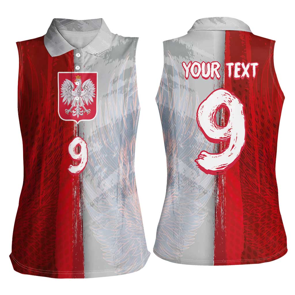 Custom Polish Football Women Sleeveless Polo Shirt Eagle Wings Grunge Sporty Half Style - Wonder Print Shop