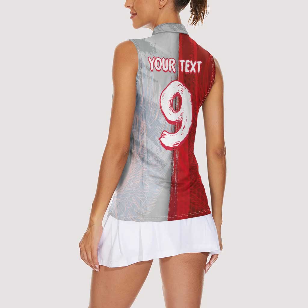 Custom Polish Football Women Sleeveless Polo Shirt Eagle Wings Grunge Sporty Half Style - Wonder Print Shop