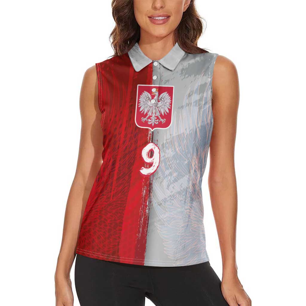 Custom Polish Football Women Sleeveless Polo Shirt Eagle Wings Grunge Sporty Half Style - Wonder Print Shop