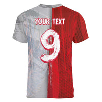 Custom Polish Football Women V-Neck T-Shirt Eagle Wings Grunge Sporty Half Style - Wonder Print Shop