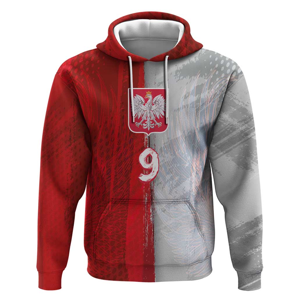 Custom Polish Football Zip Hoodie Eagle Wings Grunge Sporty Half Style - Wonder Print Shop