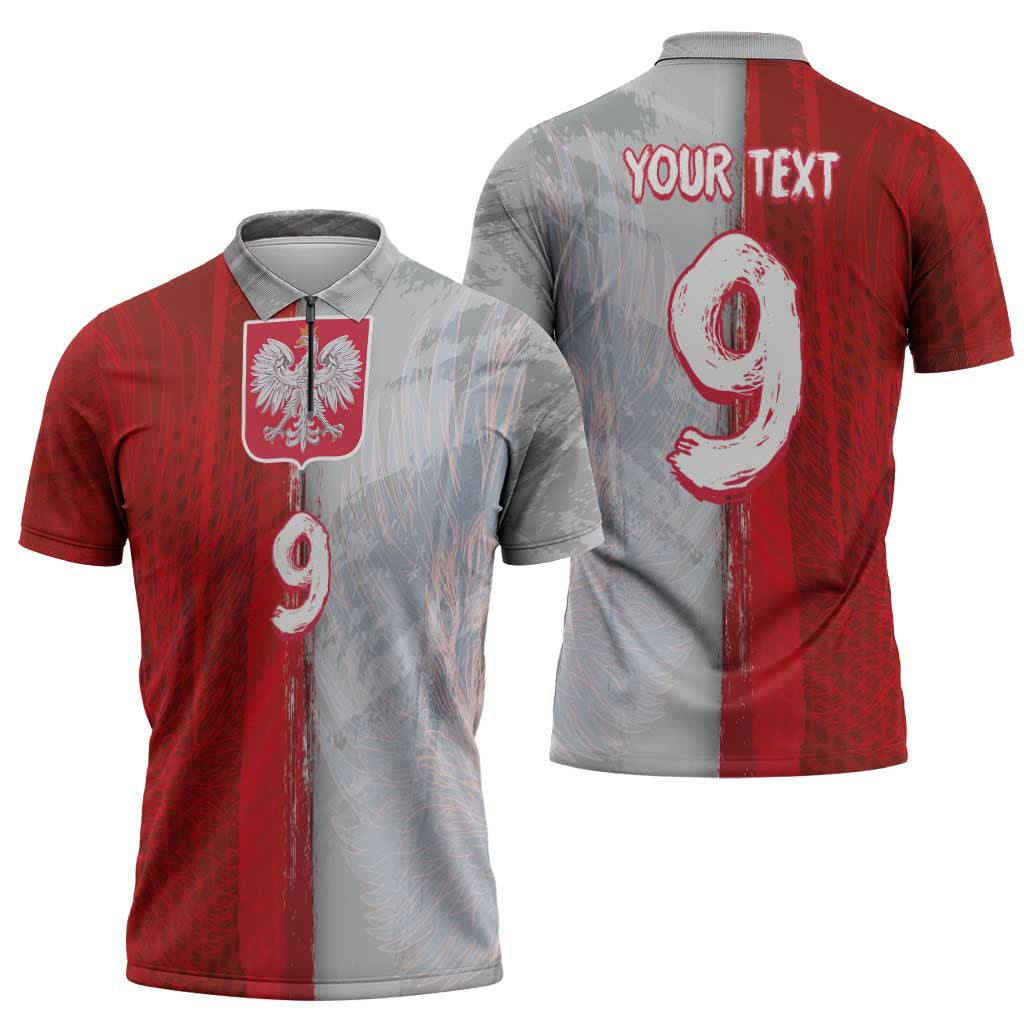Custom Polish Football Zipper Polo Shirt Eagle Wings Grunge Sporty Half Style - Wonder Print Shop