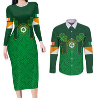 Custom Ireland Football Couples Matching Long Sleeve Bodycon Dress and Long Sleeve Button Shirt The Boys in Green-Go Champions