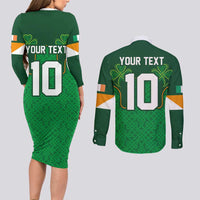 Custom Ireland Football Couples Matching Long Sleeve Bodycon Dress and Long Sleeve Button Shirt The Boys in Green-Go Champions