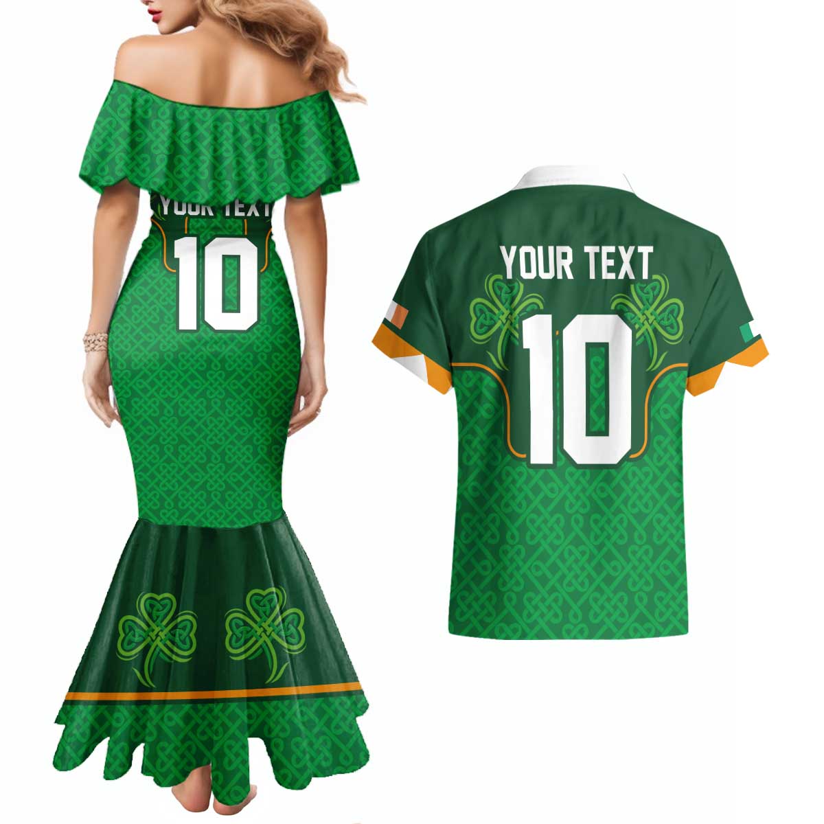 Custom Ireland Football Couples Matching Mermaid Dress and Hawaiian Shirt The Boys in Green-Go Champions