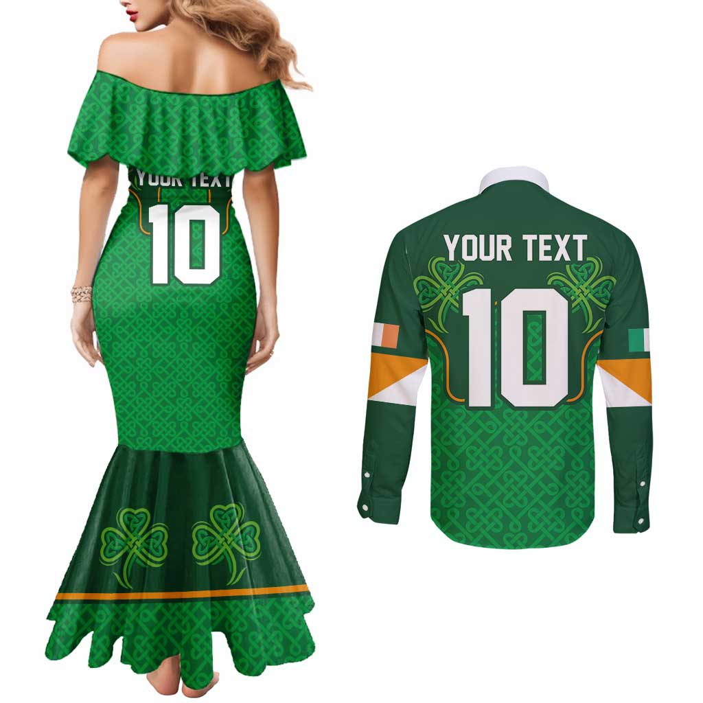 Custom Ireland Football Couples Matching Mermaid Dress and Long Sleeve Button Shirt The Boys in Green-Go Champions
