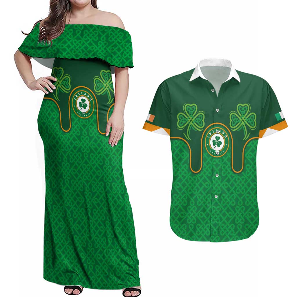 Custom Ireland Football Couples Matching Off Shoulder Maxi Dress and Hawaiian Shirt The Boys in Green-Go Champions