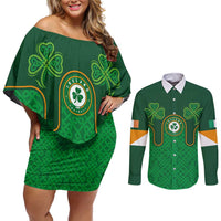 Custom Ireland Football Couples Matching Off Shoulder Short Dress and Long Sleeve Button Shirt The Boys in Green-Go Champions