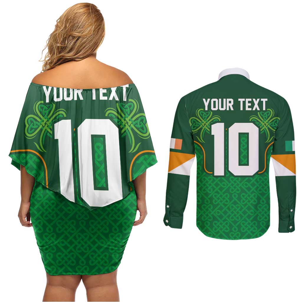Custom Ireland Football Couples Matching Off Shoulder Short Dress and Long Sleeve Button Shirt The Boys in Green-Go Champions