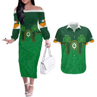 Custom Ireland Football Couples Matching Off The Shoulder Long Sleeve Dress and Hawaiian Shirt The Boys in Green-Go Champions