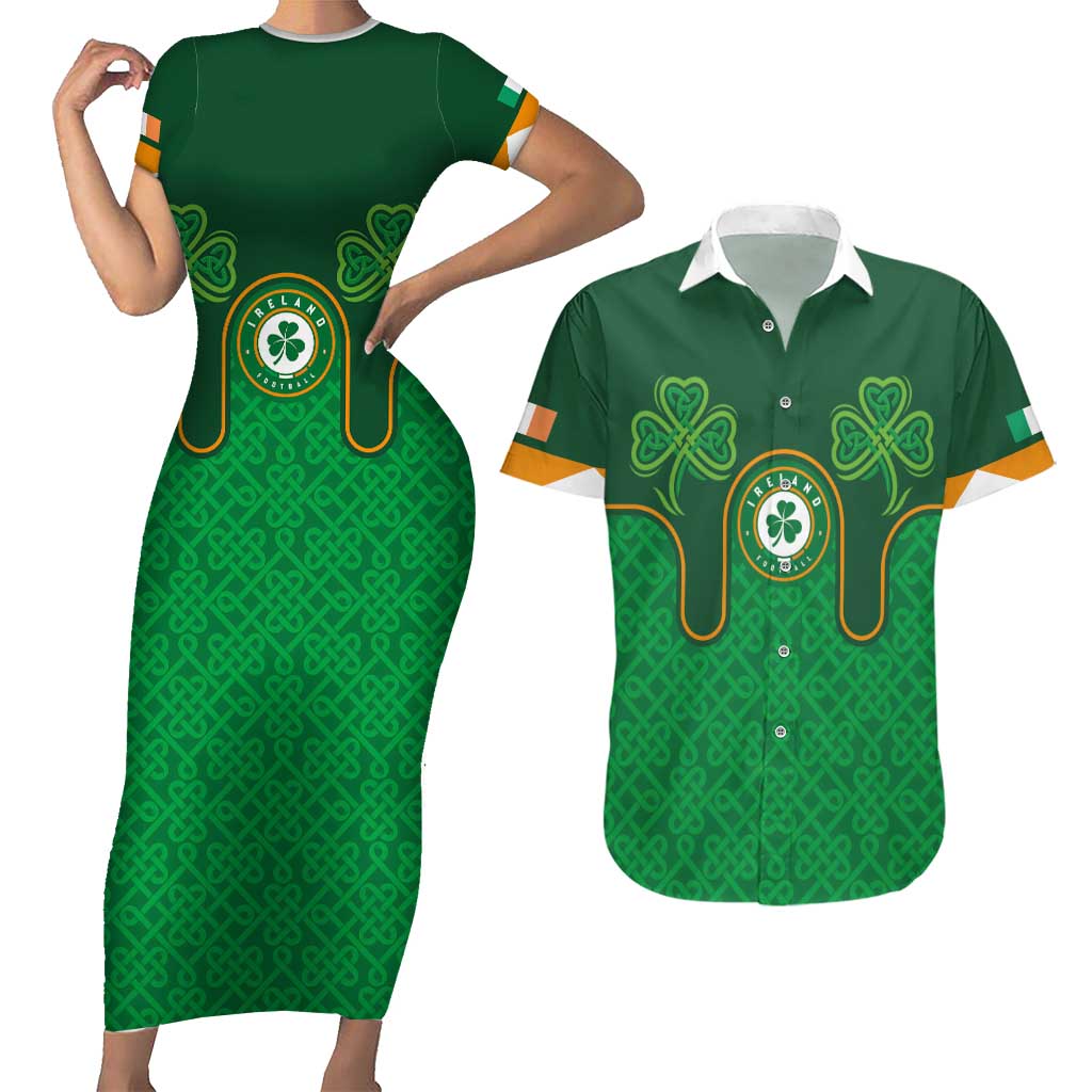 Custom Ireland Football Couples Matching Short Sleeve Bodycon Dress and Hawaiian Shirt The Boys in Green-Go Champions