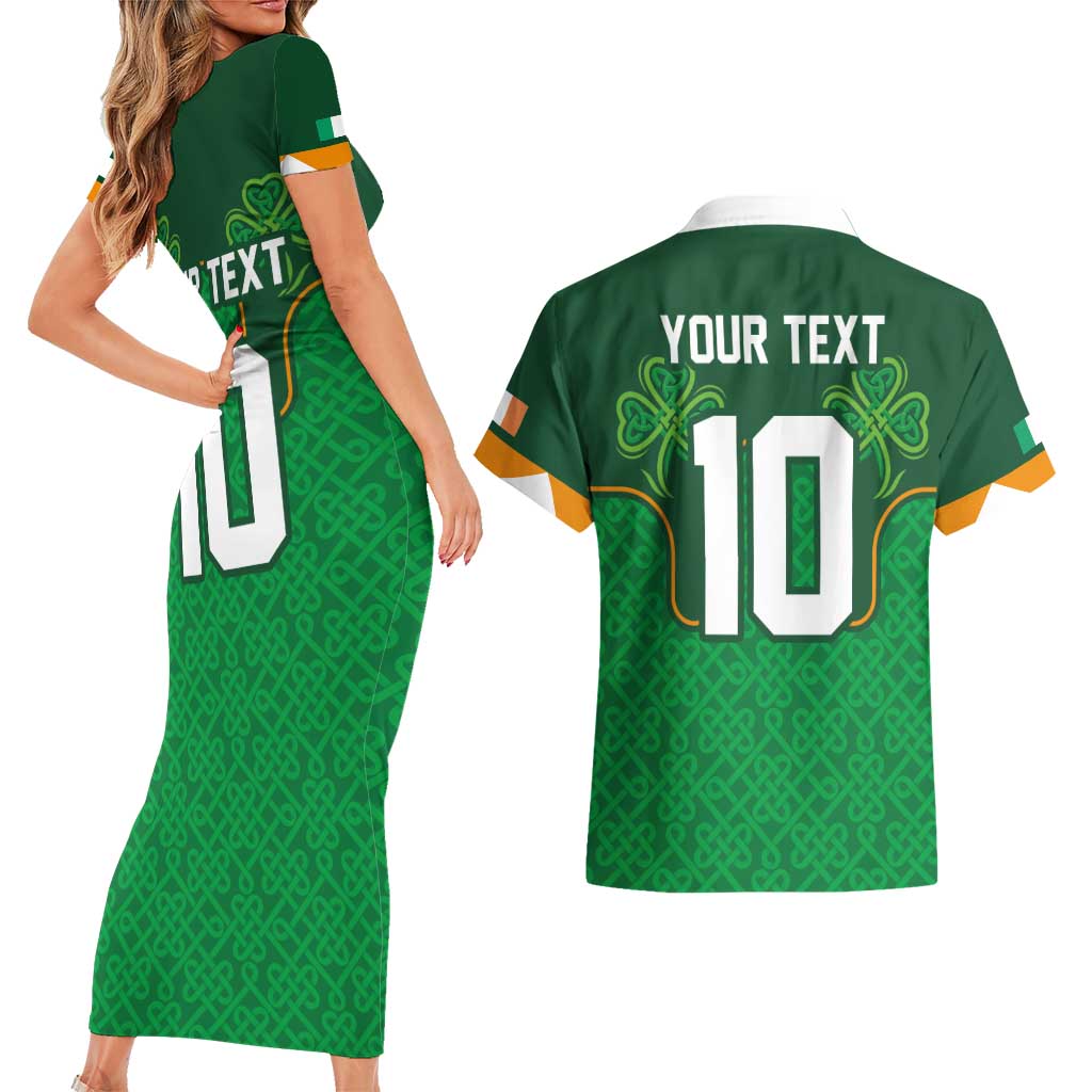 Custom Ireland Football Couples Matching Short Sleeve Bodycon Dress and Hawaiian Shirt The Boys in Green-Go Champions