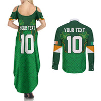 Custom Ireland Football Couples Matching Summer Maxi Dress and Long Sleeve Button Shirt The Boys in Green-Go Champions