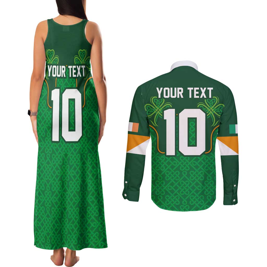 Custom Ireland Football Couples Matching Tank Maxi Dress and Long Sleeve Button Shirt The Boys in Green-Go Champions
