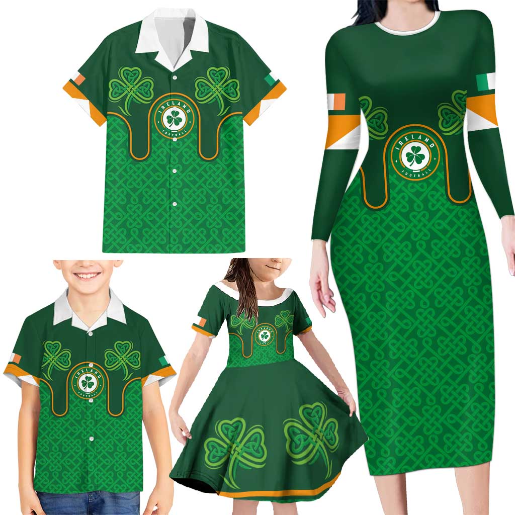 Custom Ireland Football Family Matching Long Sleeve Bodycon Dress and Hawaiian Shirt The Boys in Green-Go Champions