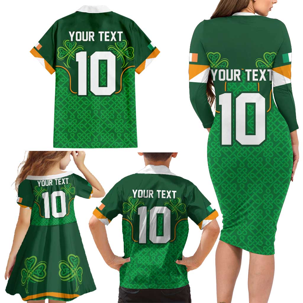 Custom Ireland Football Family Matching Long Sleeve Bodycon Dress and Hawaiian Shirt The Boys in Green-Go Champions