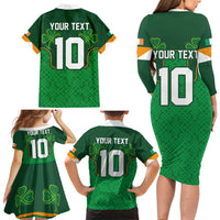 Custom Ireland Football Family Matching Long Sleeve Bodycon Dress and Hawaiian Shirt The Boys in Green-Go Champions