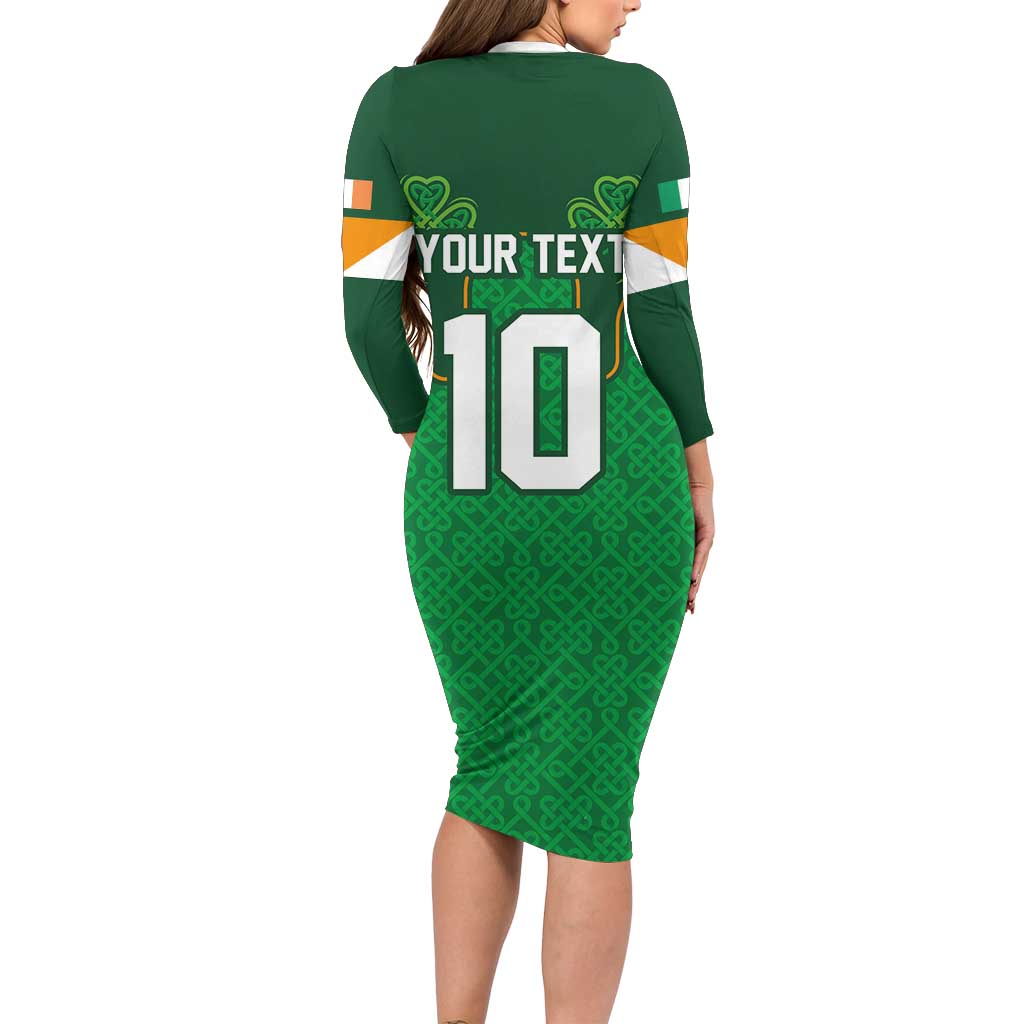 Custom Ireland Football Family Matching Long Sleeve Bodycon Dress and Hawaiian Shirt The Boys in Green-Go Champions