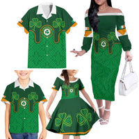 Custom Ireland Football Family Matching Off The Shoulder Long Sleeve Dress and Hawaiian Shirt The Boys in Green-Go Champions