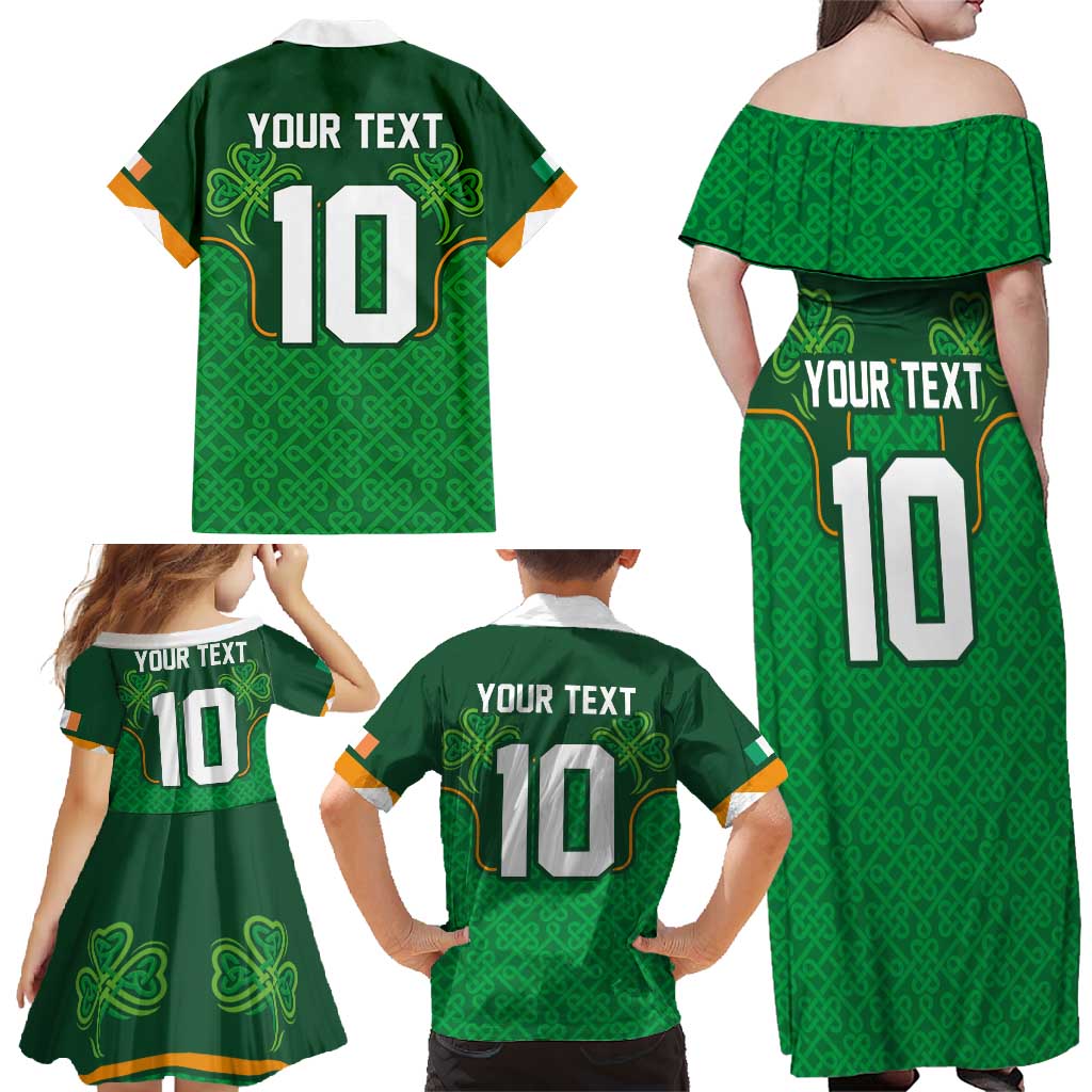Custom Ireland Football Family Matching Off Shoulder Maxi Dress and Hawaiian Shirt The Boys in Green-Go Champions
