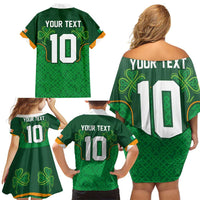 Custom Ireland Football Family Matching Off Shoulder Short Dress and Hawaiian Shirt The Boys in Green-Go Champions