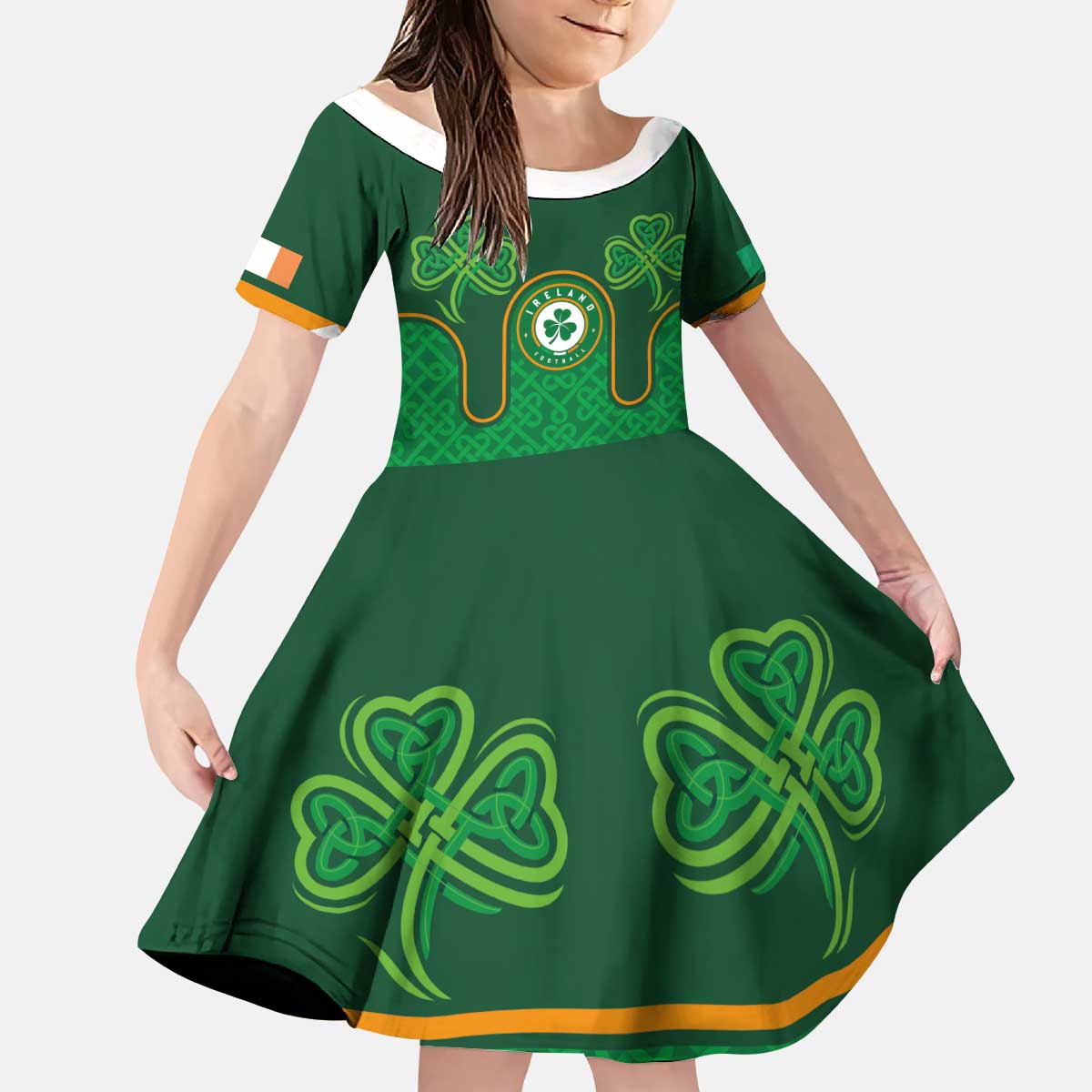 Custom Ireland Football Kid Short Sleeve Dress The Boys in Green-Go Champions