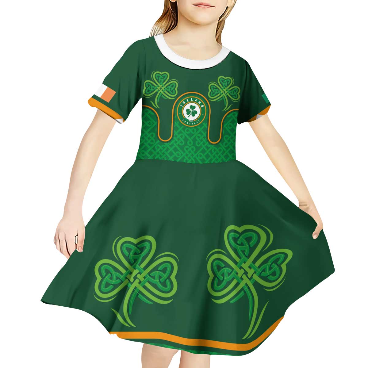 Custom Ireland Football Kid Short Sleeve Dress The Boys in Green-Go Champions