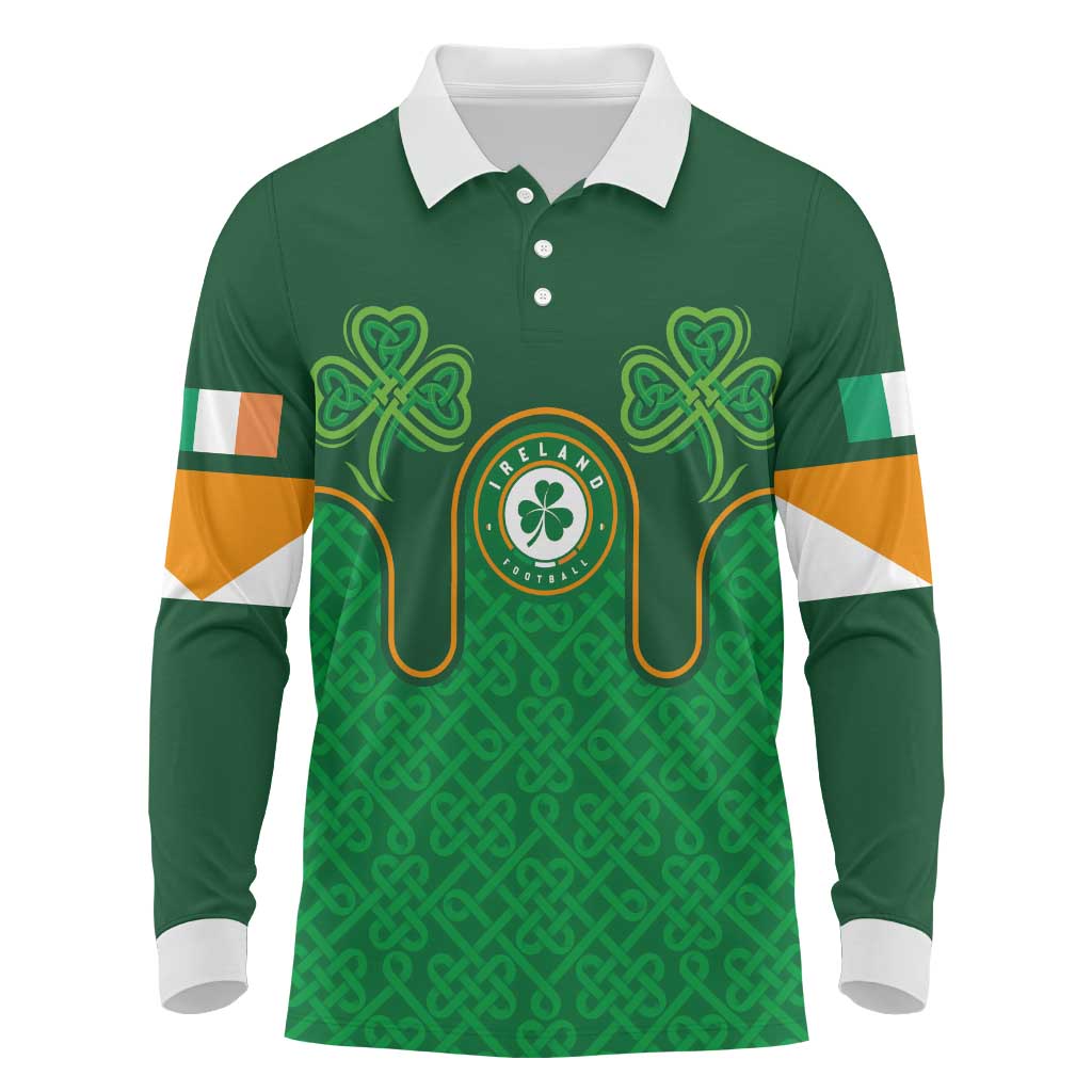 Custom Ireland Football Long Sleeve Polo Shirt The Boys in Green-Go Champions