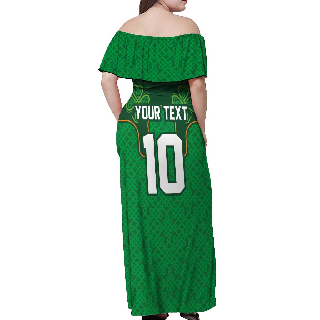 Custom Ireland Football Off Shoulder Maxi Dress The Boys in Green-Go Champions