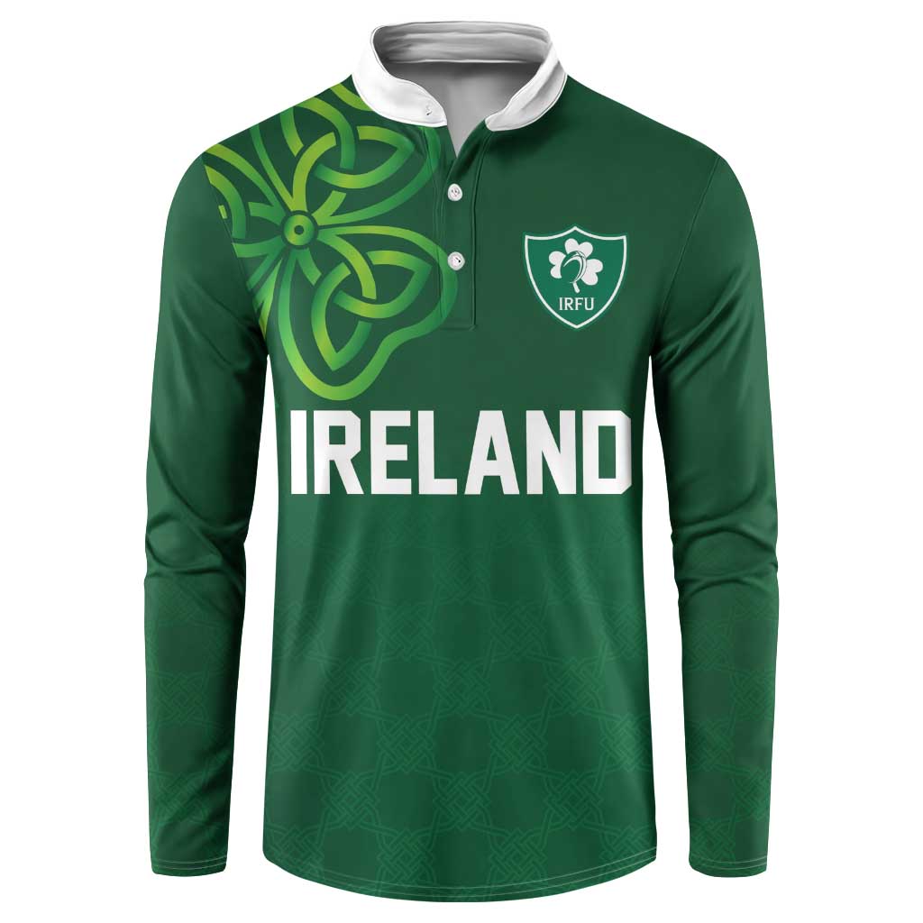 Custom Ireland Rugby-Celtic Shamrocks Button Sweatshirt