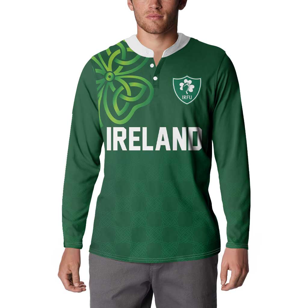 Custom Ireland Rugby-Celtic Shamrocks Button Sweatshirt