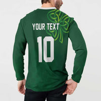 Custom Ireland Rugby-Celtic Shamrocks Button Sweatshirt