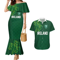 Custom Ireland Rugby-Celtic Shamrocks Couples Matching Mermaid Dress and Hawaiian Shirt