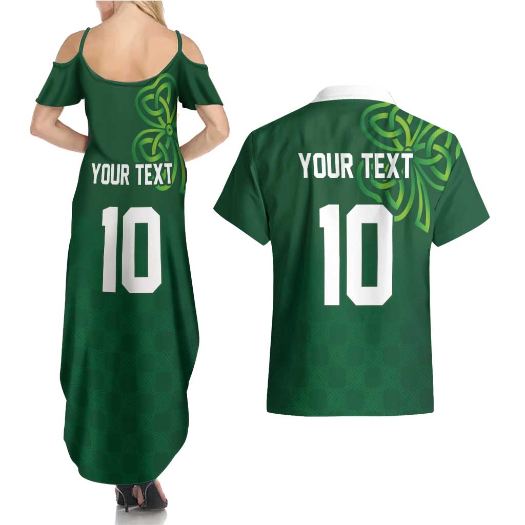 Custom Ireland Rugby-Celtic Shamrocks Couples Matching Summer Maxi Dress and Hawaiian Shirt
