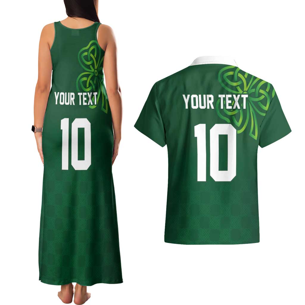 Custom Ireland Rugby-Celtic Shamrocks Couples Matching Tank Maxi Dress and Hawaiian Shirt