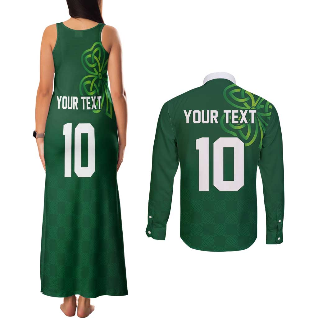 Custom Ireland Rugby-Celtic Shamrocks Couples Matching Tank Maxi Dress and Long Sleeve Button Shirt