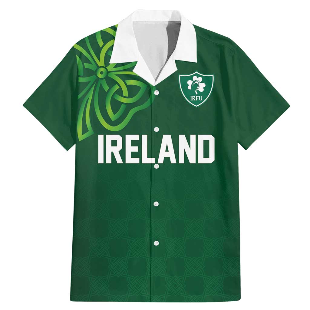 Custom Ireland Rugby-Celtic Shamrocks Family Matching Mermaid Dress and Hawaiian Shirt