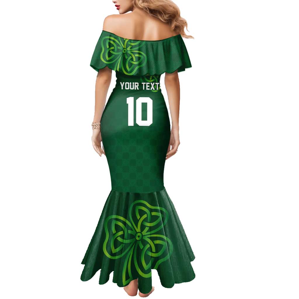 Custom Ireland Rugby-Celtic Shamrocks Family Matching Mermaid Dress and Hawaiian Shirt