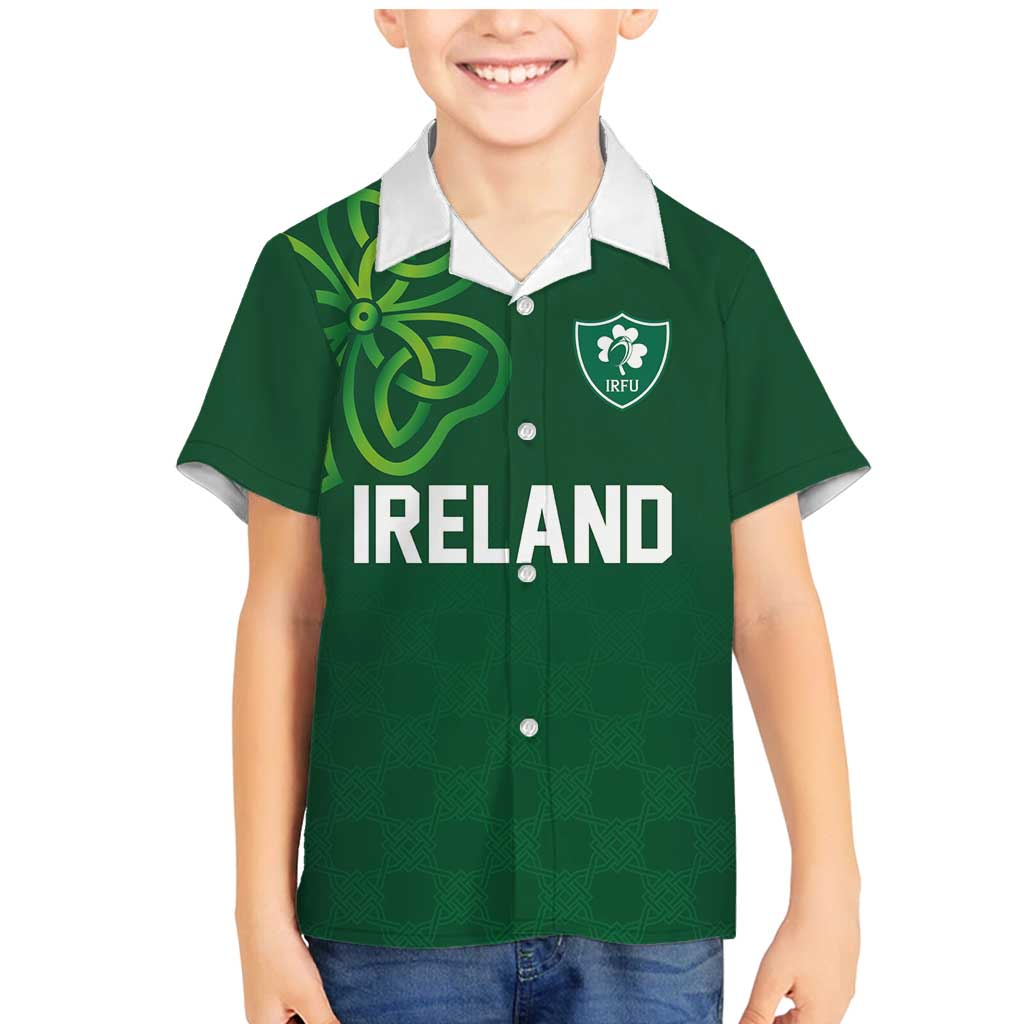 Custom Ireland Rugby-Celtic Shamrocks Family Matching Mermaid Dress and Hawaiian Shirt