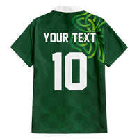 Custom Ireland Rugby-Celtic Shamrocks Family Matching Off The Shoulder Long Sleeve Dress and Hawaiian Shirt