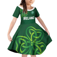 Custom Ireland Rugby-Celtic Shamrocks Family Matching Off Shoulder Short Dress and Hawaiian Shirt