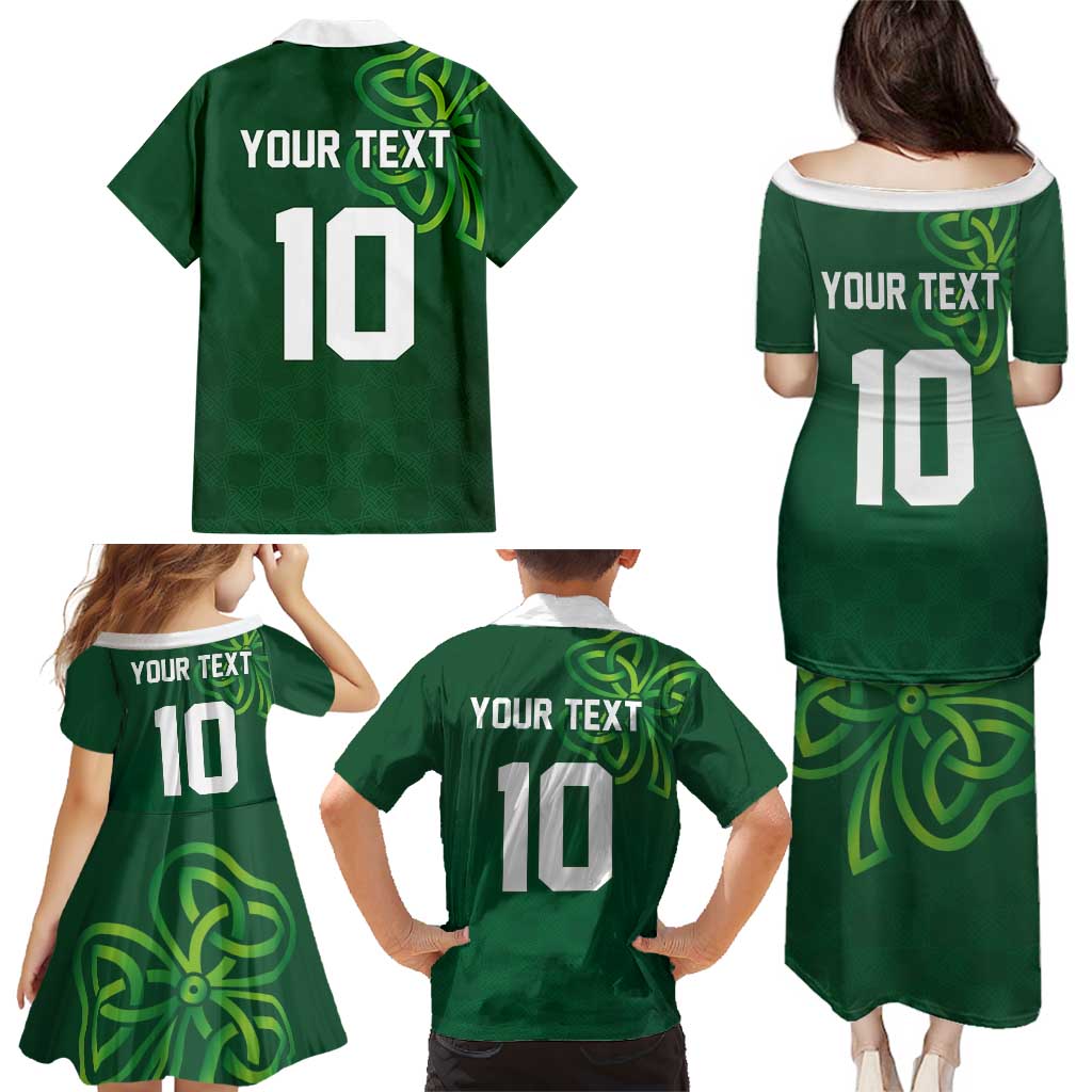 Custom Ireland Rugby-Celtic Shamrocks Family Matching Puletasi and Hawaiian Shirt