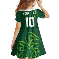 Custom Ireland Rugby-Celtic Shamrocks Family Matching Short Sleeve Bodycon Dress and Hawaiian Shirt