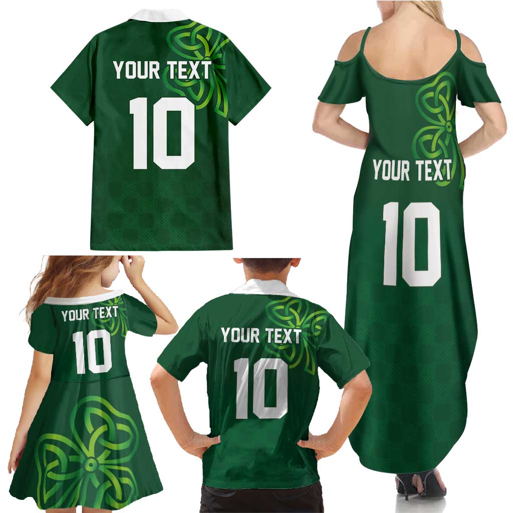 Custom Ireland Rugby-Celtic Shamrocks Family Matching Summer Maxi Dress and Hawaiian Shirt