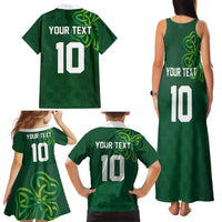 Custom Ireland Rugby-Celtic Shamrocks Family Matching Tank Maxi Dress and Hawaiian Shirt