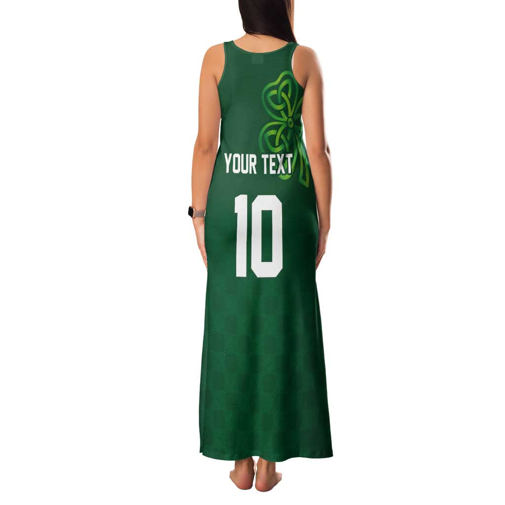 Custom Ireland Rugby-Celtic Shamrocks Family Matching Tank Maxi Dress and Hawaiian Shirt