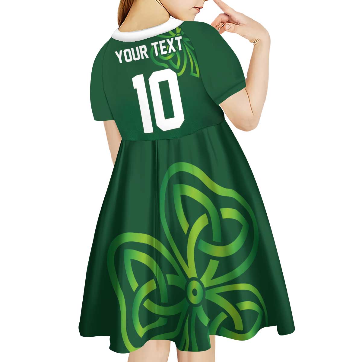 Custom Ireland Rugby-Celtic Shamrocks Kid Short Sleeve Dress