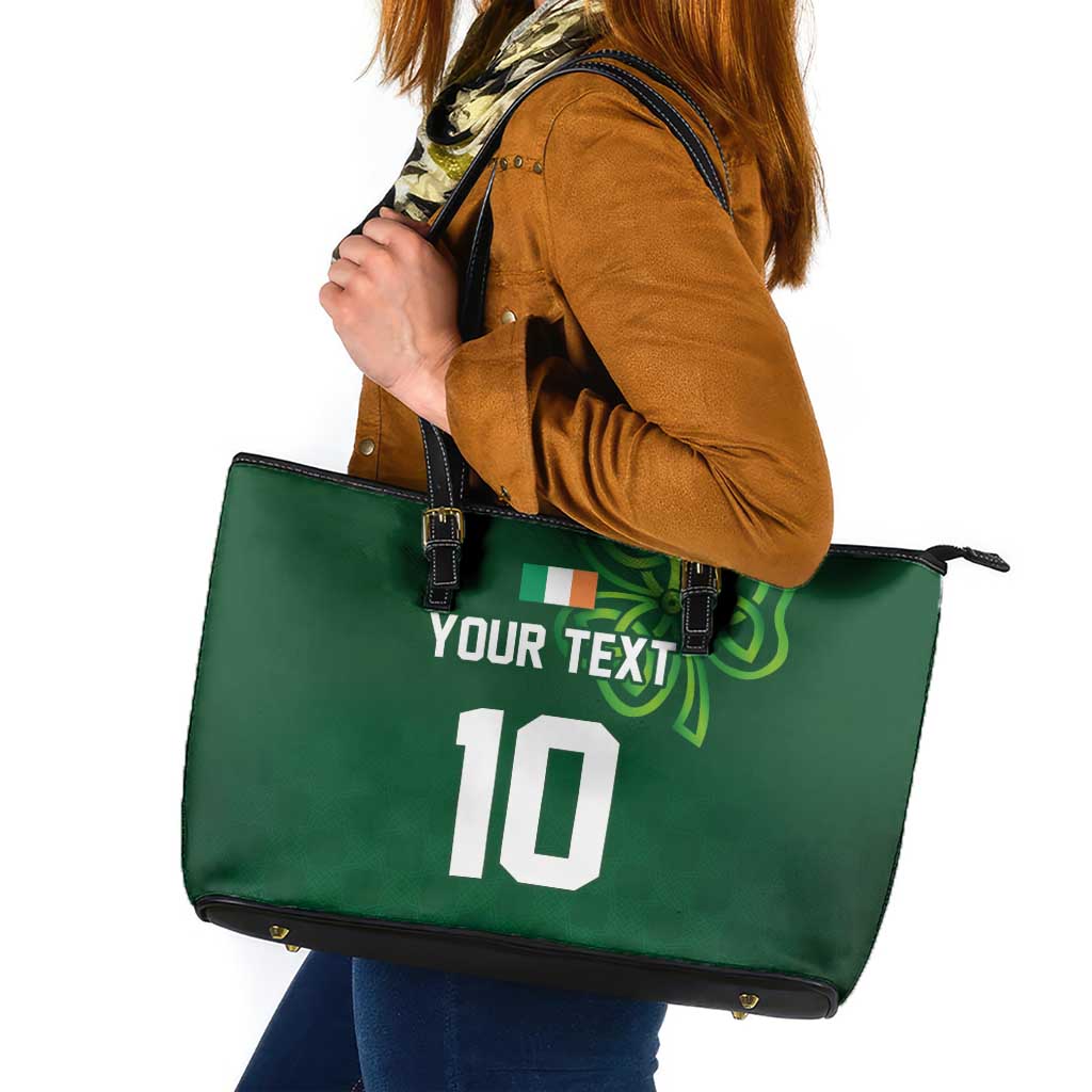 Custom Ireland Rugby-Celtic Shamrocks Leather Tote Bag