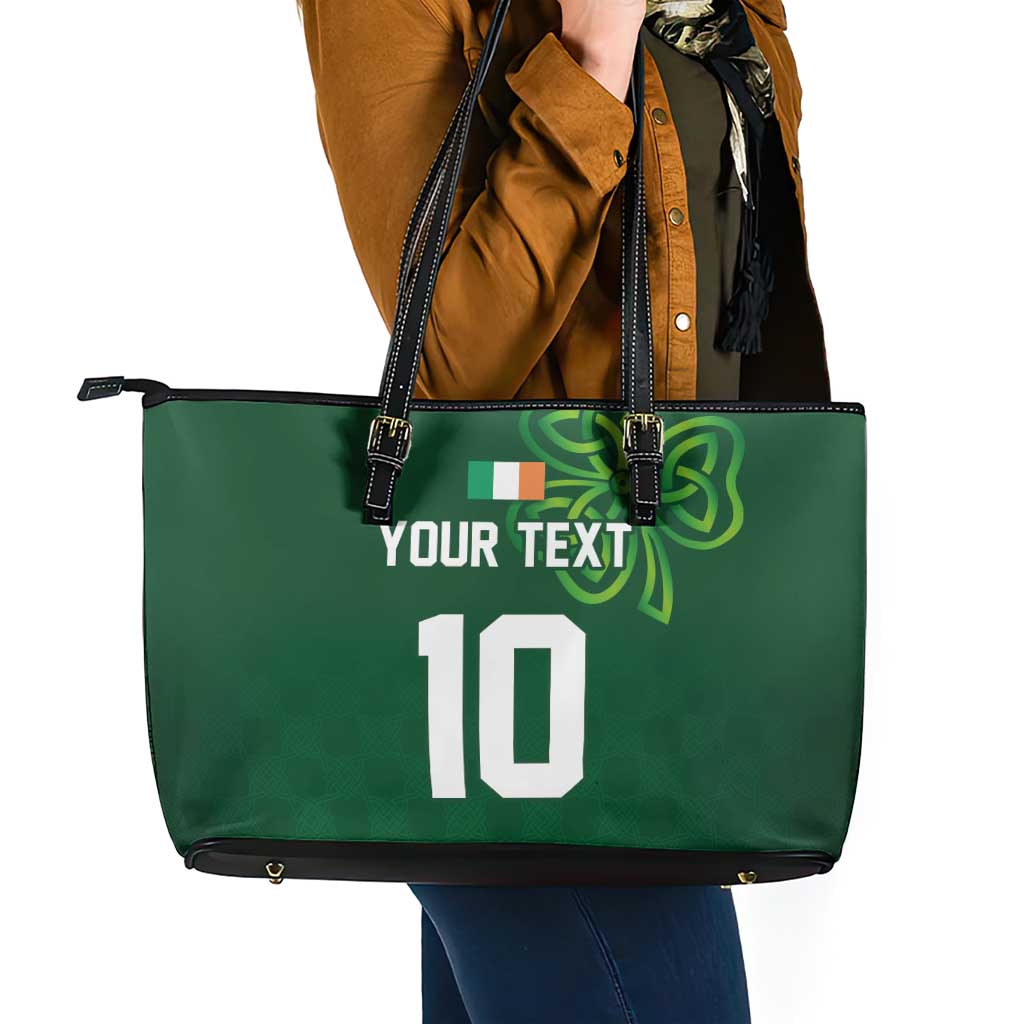Custom Ireland Rugby-Celtic Shamrocks Leather Tote Bag
