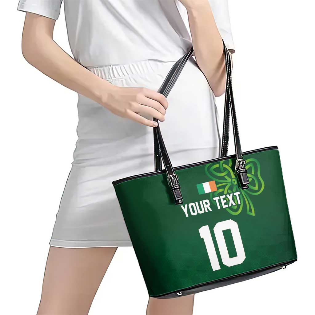 Custom Ireland Rugby-Celtic Shamrocks Leather Tote Bag